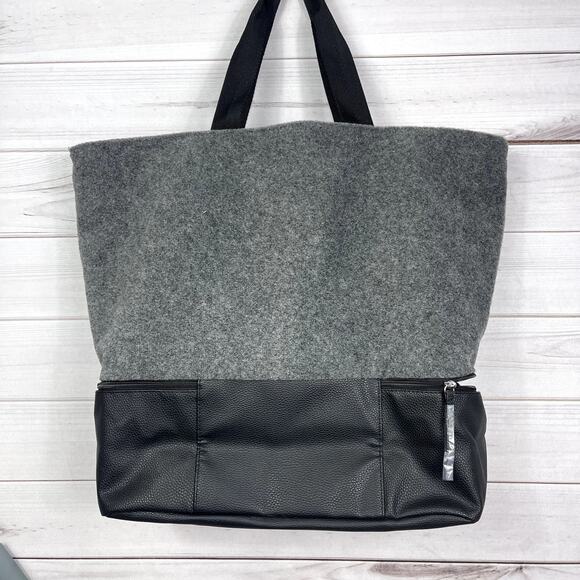 DSW Felt Weekender Tote Overnight Travel Bag With Shoe Compartment Gray - Picture 2 of 9